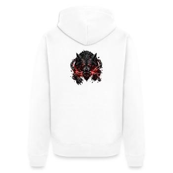 Regard de Feu du Loup en Chaîne, - Veste à capuche bio Premium Unisexe - blanc - Dos - Thijin (182cm)