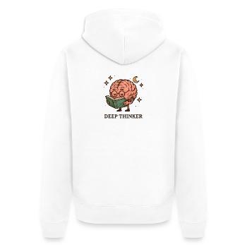 Un cerveau de penseur profond en lisant - Veste à capuche bio Premium Unisexe - blanc - Dos - Thijin (182cm)