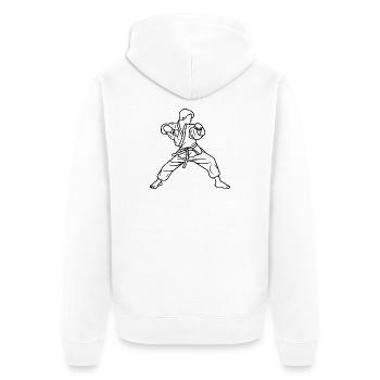 Sketch de la ligne Karateka - Veste à capuche bio Premium Unisexe - blanc - Dos - Thijin (182cm)