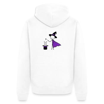 Strichmännchen als Zauberer zaubert Kaninchen Art - Unisex Premium Bio Zip Hoodie - Weiß - Hinten - Thijin (182cm)