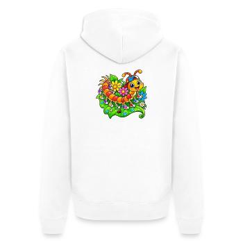 Bunter Hundertfüßer - Unisex Premium Bio Zip Hoodie - Weiß - Hinten - Thijin (182cm)