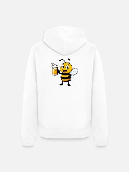 Fröhliche Bierbiene mit Krug - Unisex Premium Bio Zip Hoodie - Weiß
