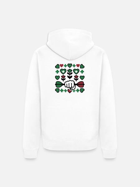 Faust Dartpfeil Logo - Unisex Premium Bio Zip Hoodie - Weiß