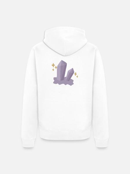 Lila Kristall-Geo-Funke - Unisex Premium Bio Zip Hoodie - Weiß