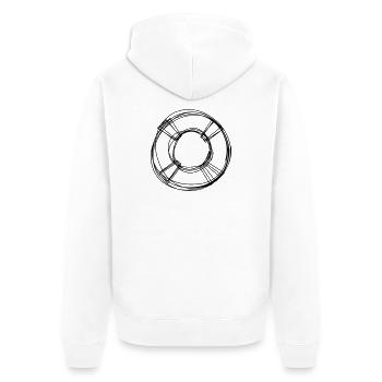 Rettungsring handgezeichnet - Unisex Premium Bio Zip Hoodie - Weiß - Hinten - Thijin (182cm)