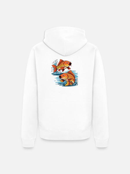Karpfen Angeln - Unisex Premium Bio Zip Hoodie - Weiß