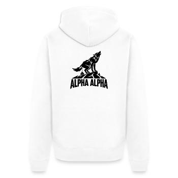 Alpha Alpha Wolf - Unisex Premium Bio Zip Hoodie - Weiß - Hinten - Thijin (182cm)