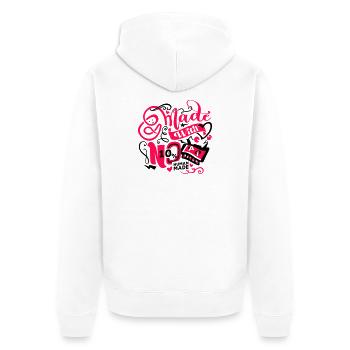 Ohne KI entwickelt - Unisex Premium Bio Zip Hoodie - Weiß - Hinten - Thijin (182cm)
