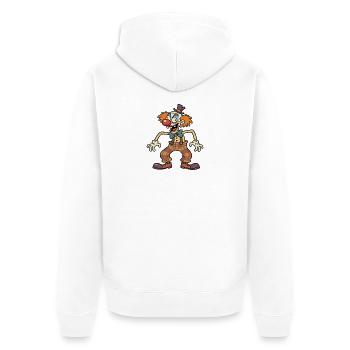 Unheimlicher Clown mit Zylinder und karierten Hosen - Unisex Premium Bio Zip Hoodie - Weiß - Hinten - Thijin (182cm)
