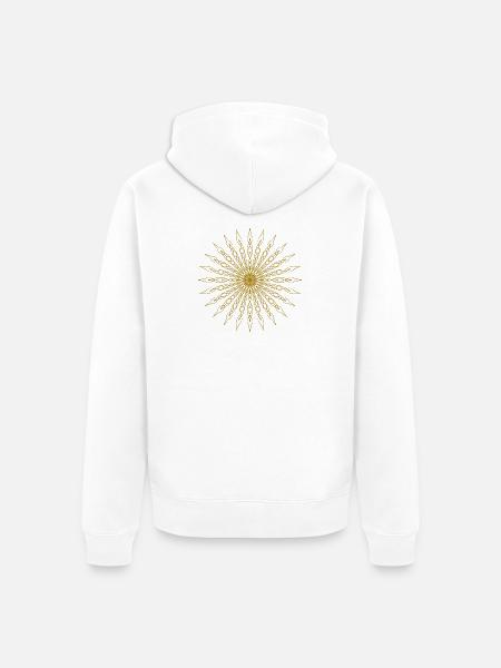 Golden Sunburst-Knoten-Design - Unisex Premium Bio Zip Hoodie - Weiß