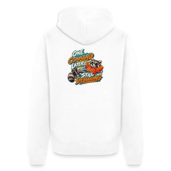 Lustiger Programmierer Waschbär – Noch ein Befehl später - Unisex Premium Bio Zip Hoodie - Weiß - Hinten - Thijin (182cm)