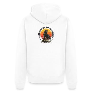 Retro Panther - Strength in Silence - Unisex Premium Bio Zip Hoodie - Weiß - Hinten - Thijin (182cm)