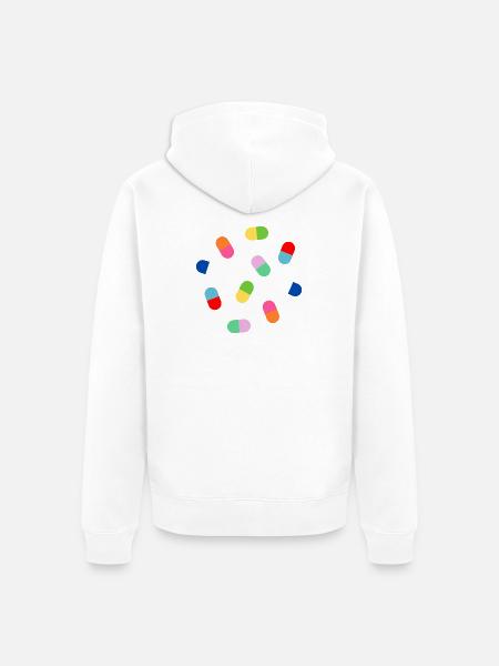 Farbblock-Kapsel-Burst - Unisex Premium Bio Zip Hoodie - Weiß