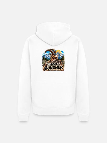 Geboren Bündner Bergheld - Unisex Premium Bio Zip Hoodie - Weiß