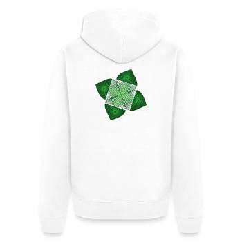 Grünes Geometrie Fraktal - Unisex Premium Bio Zip Hoodie - Weiß - Hinten - Thijin (182cm)
