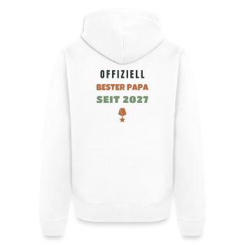 Offiziell Bester Papa seit 2027 Geschenk Werdender - Unisex Premium Bio Zip Hoodie - Weiß - Hinten - Thijin (182cm)