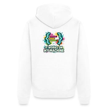 It Works On My Machine - Unisex Premium Bio Zip Hoodie - Weiß - Hinten - Thijin (182cm)