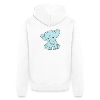 Blaue Linie zeichnender Elefanten - Unisex Premium Bio Zip Hoodie - Weiß - Hinten - Thijin (182cm)