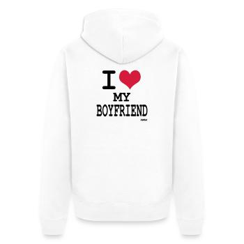 J'aime mon garçon - Veste à capuche bio Premium Unisexe - blanc - Dos - Thijin (182cm)