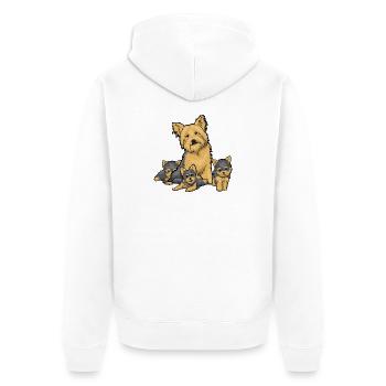 Terrier Family Trio with Pups - Unisex Premium Organic Zip Hoodie - white - Back - Thijin (182cm)