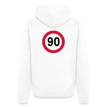 90. Geburtstag , 90 Jahre , Geburtstagsgeschenk(25 - Unisex Premium Bio Zip Hoodie - Weiß - Hinten - Thijin (182cm)