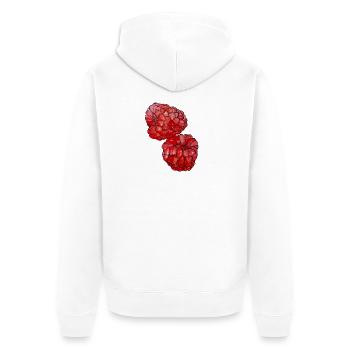 Himbeeren  - Unisex Premium Bio Zip Hoodie - Weiß - Hinten - Thijin (182cm)
