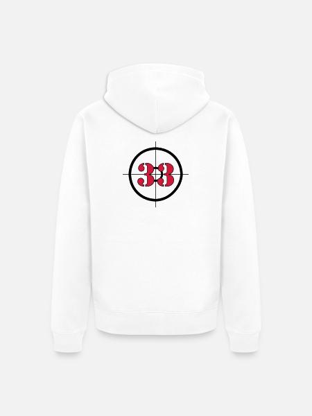 Représente : 33 (V) - Veste à capuche bio Premium Unisexe - blanc