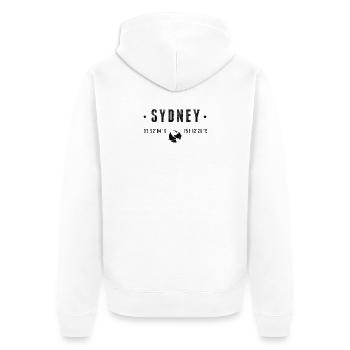 Sydney Coordonnées Géographiques Stylisées - Veste à capuche bio Premium Unisexe - blanc - Dos - Thijin (182cm)