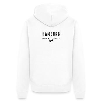 Hamburg Coordonnées Géographiques Stylisées - Veste à capuche bio Premium Unisexe - blanc - Dos - Thijin (182cm)