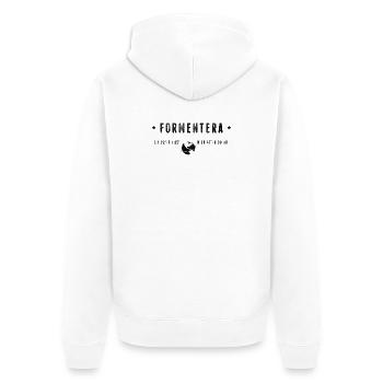 Formentera Coordonnées Géographiques Stylisées - Veste à capuche bio Premium Unisexe - blanc - Dos - Thijin (182cm)