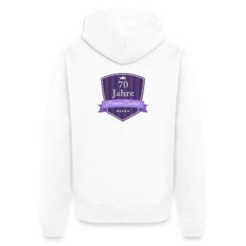 Premium 70 lila - Unisex Premium Bio Zip Hoodie - Weiß - Hinten - Thijin (182cm)