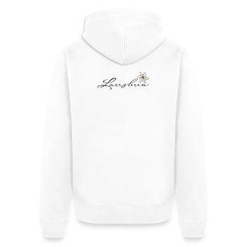 Lausbua mit Edelweiss - Unisex Premium Bio Zip Hoodie - Weiß - Hinten - Thijin (182cm)