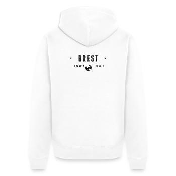 Brest Coordonnées Géographiques Stylisées - Veste à capuche bio Premium Unisexe - blanc - Dos - Thijin (182cm)