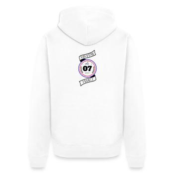 Fier D'être Du 07 Ardèche France - Veste à capuche bio Premium Unisexe - blanc - Dos - Thijin (182cm)