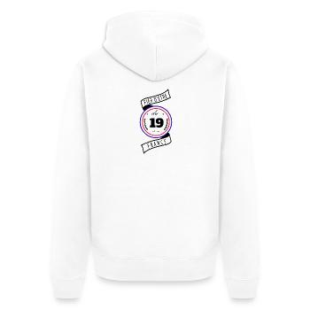 Fier D'être Du 19 Corrèze France - Veste à capuche bio Premium Unisexe - blanc - Dos - Thijin (182cm)