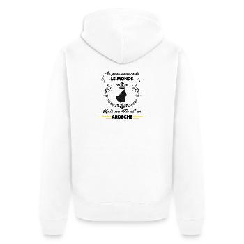 MA VIE EST EN ARDECHE - Veste à capuche bio Premium Unisexe - blanc - Dos - Thijin (182cm)