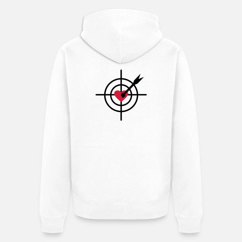 2541614 15588441 coeur - Veste à capuche bio Premium Unisexe - blanc