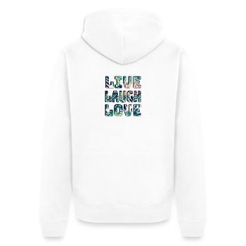 Leben Lachen Lieben - Valentine - Unisex Premium Bio Zip Hoodie - Weiß - Hinten - Thijin (182cm)