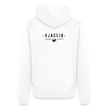 Ajaccio Coordonnées Géographiques Stylisées - Veste à capuche bio Premium Unisexe - blanc - Dos - Thijin (182cm)