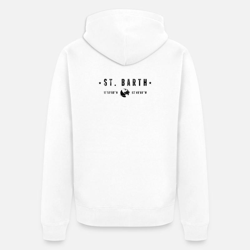 St Barth Coordonnées Géographiques Stylisées - Veste à capuche bio Premium Unisexe - blanc