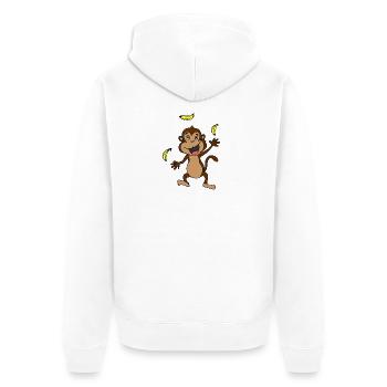 jonglage singe motif animal avec des bananes - Veste à capuche bio Premium Unisexe - blanc - Dos - Thijin (182cm)
