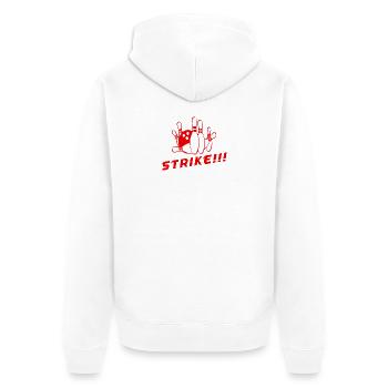 strike!!! bowling - Unisex Premium Organic Zip Hoodie - white - Back - Thijin (182cm)