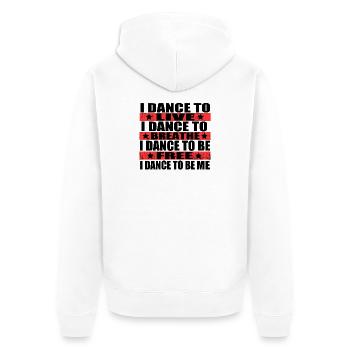Ich tanze um zu leben, ich tanze um zu atmen, ich - Unisex Premium Bio Zip Hoodie - Weiß - Hinten - Thijin (182cm)