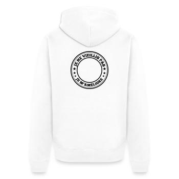 Je ne vieillis pas - Design à personnaliser - Veste à capuche bio Premium Unisexe - blanc - Dos - Thijin (182cm)