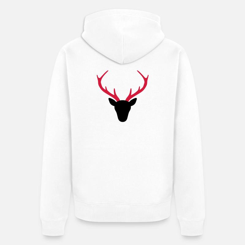 Hirsch Geweih Jäger Geschenk - Unisex Premium Bio Zip Hoodie - Weiß