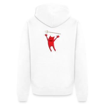 Frecher Teufel - Unisex Premium Bio Zip Hoodie - Weiß - Hinten - Thijin (182cm)