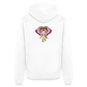 Tribal Elefant Muster - Unisex Premium Bio Zip Hoodie - Weiß - Hinten - Thijin (182cm)