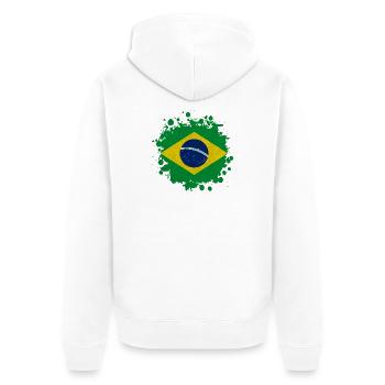 Brésil Tache tache de cadeau drapeau Amérique du Sud - Veste à capuche bio Premium Unisexe - blanc - Dos - Thijin (182cm)