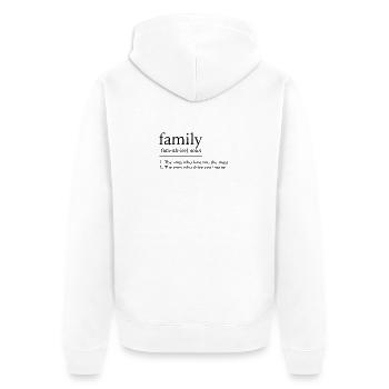 family - Unisex Premium Organic Zip Hoodie - white - Back - Thijin (182cm)