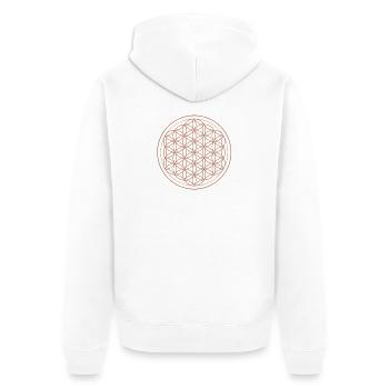 Blume des Lebens Muster Neon - Unisex Premium Bio Zip Hoodie - Weiß - Hinten - Thijin (182cm)